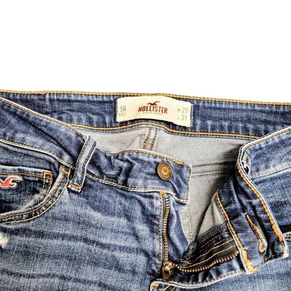 Hollister Distressed Ripped Lo Rise Skinny Stretch Blue Jeans - Picture 11 of 12